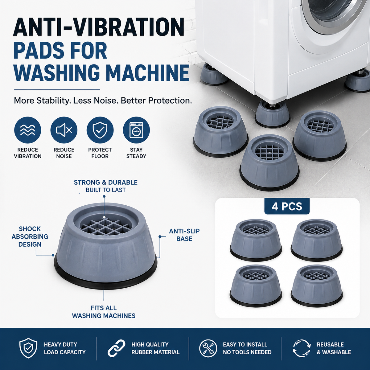 ANTI-VIBRATION PADS FOR WASHING MACHINE - 4 PCS